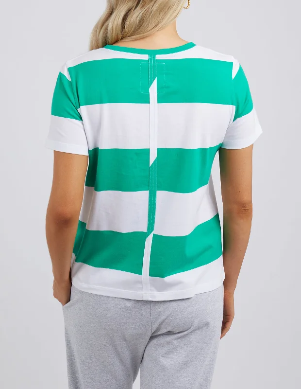 Elm Block Stripe S/S Tee Bright Green & White Stripe