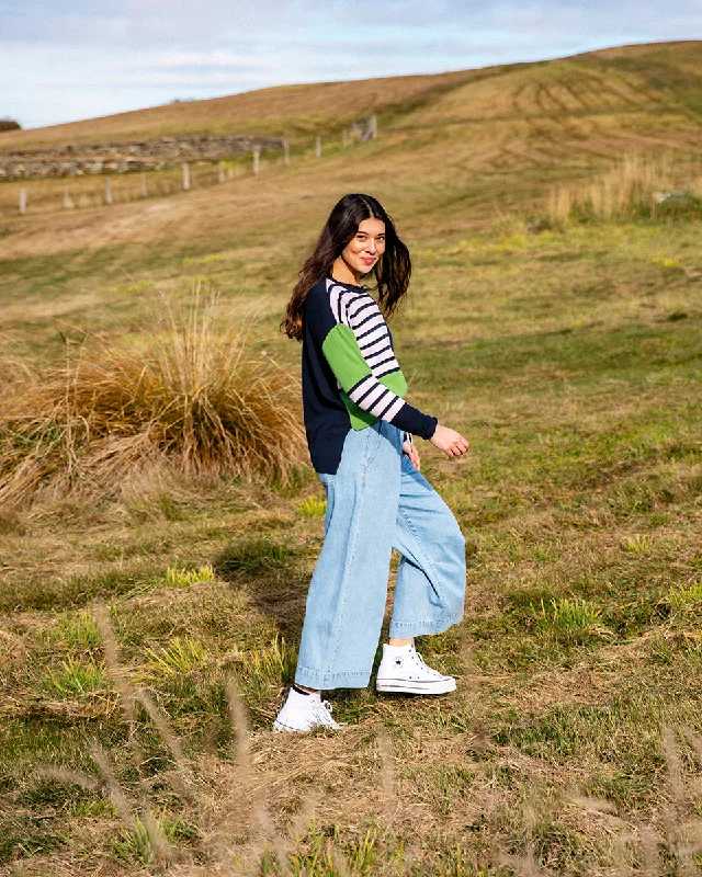 Elm Greta Wide Leg Pant Mid Blue Denim