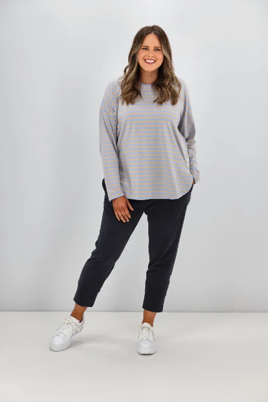 Elm Lauren L/S Stripe Tee Hydrangea Irish Cream