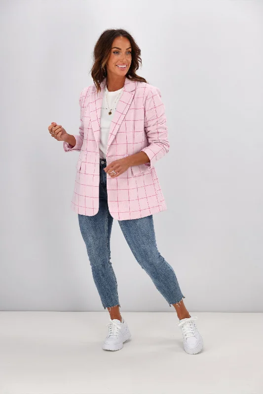 Elm Tansy Check Blazer Pink