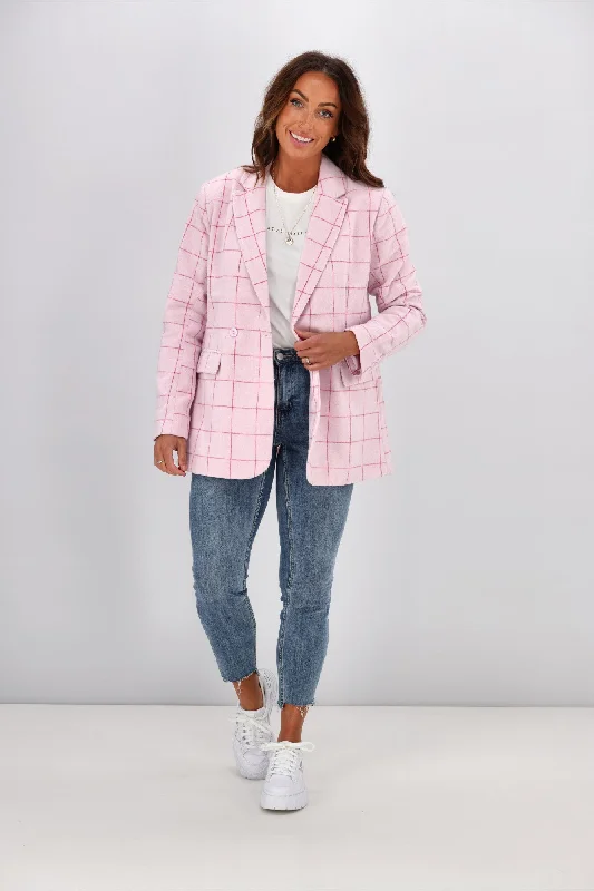 Elm Tansy Check Blazer Pink