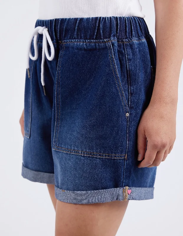 Emma Relaxed Denim Short - Dark Blue Wash