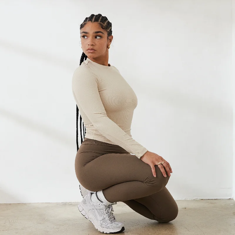 Essential Ribbed Long Sleeve Top - Cream