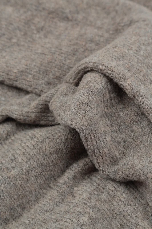 Exposed Seam Beige Wool Sweater