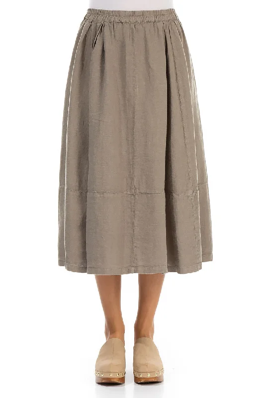 Flared Brown Linen Skirt