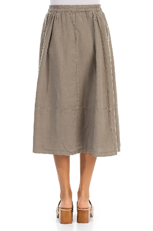 Flared Brown Linen Skirt