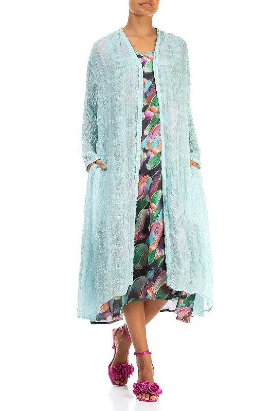 Flowy Ice Blue Light Silk Jacket