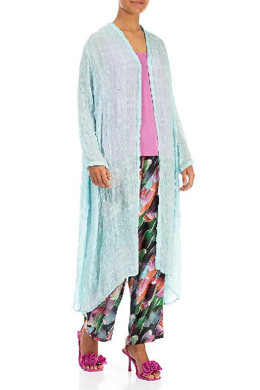 Flowy Ice Blue Light Silk Jacket