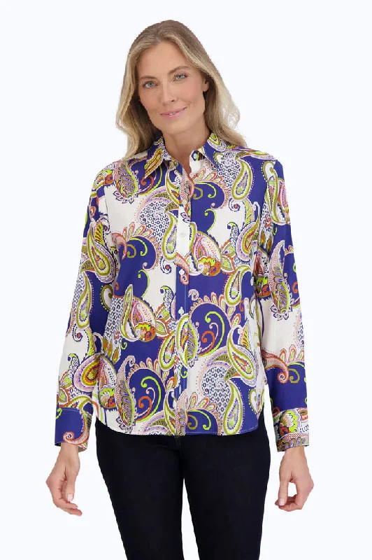 Foxcroft Linen Paisley Shirt