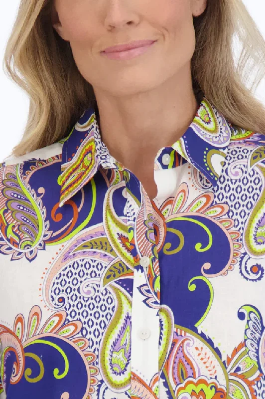 Foxcroft Linen Paisley Shirt