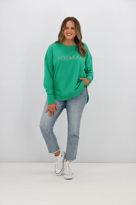 Foxwood Simplified Metallic Gold Crew Bright Green