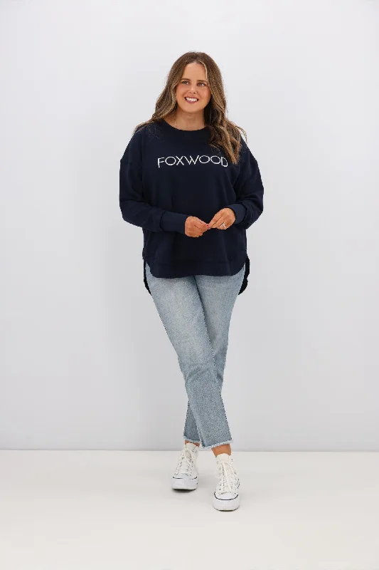 Foxwood Simplified Metallic Crew Navy