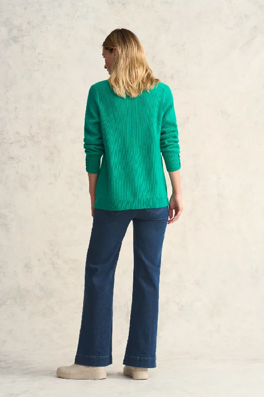 Ribbed V Neck Wool Jumper