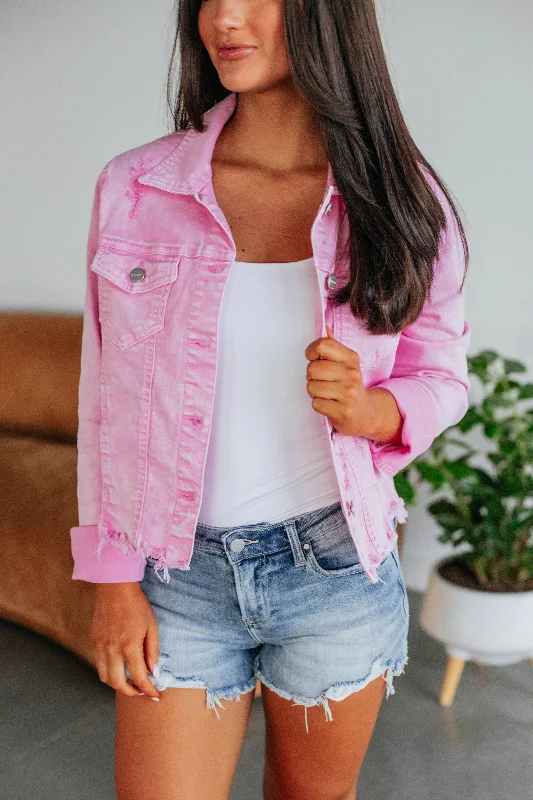 Gemma Risen Denim Jacket - Acid Pink