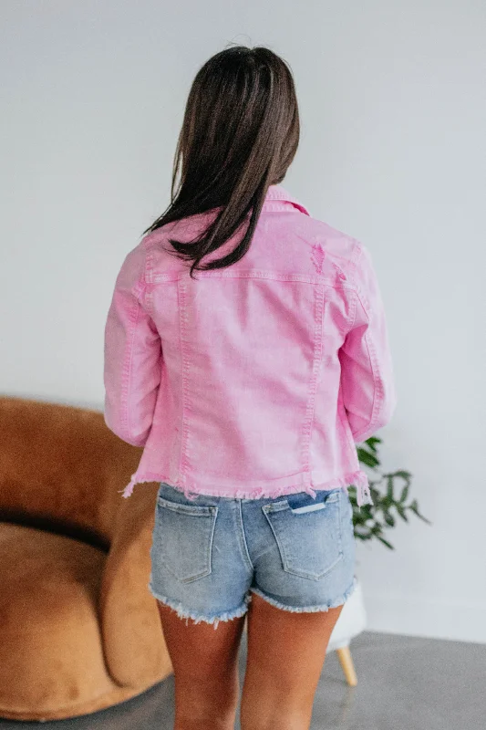 Gemma Risen Denim Jacket - Acid Pink