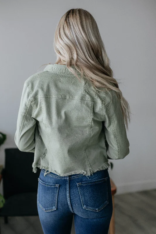 Gemma Risen Denim Jacket - Olive