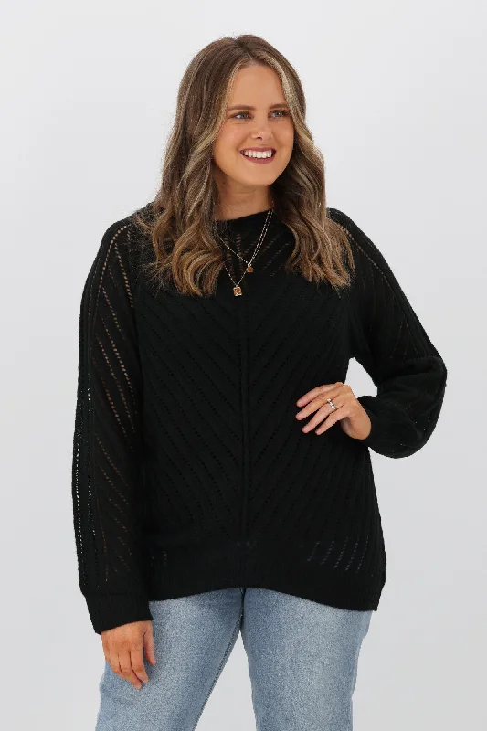 Gloss by Shine On Niamh Angle Crochet Sweater Black