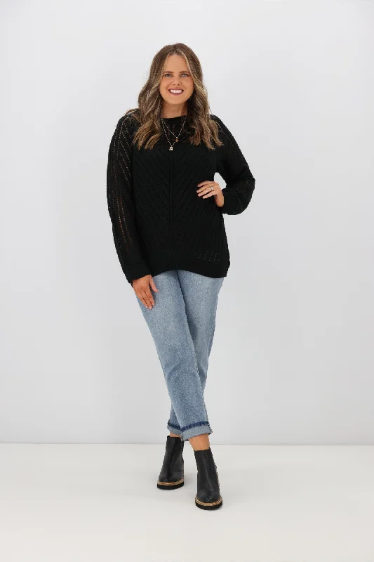 Gloss by Shine On Niamh Angle Crochet Sweater Black