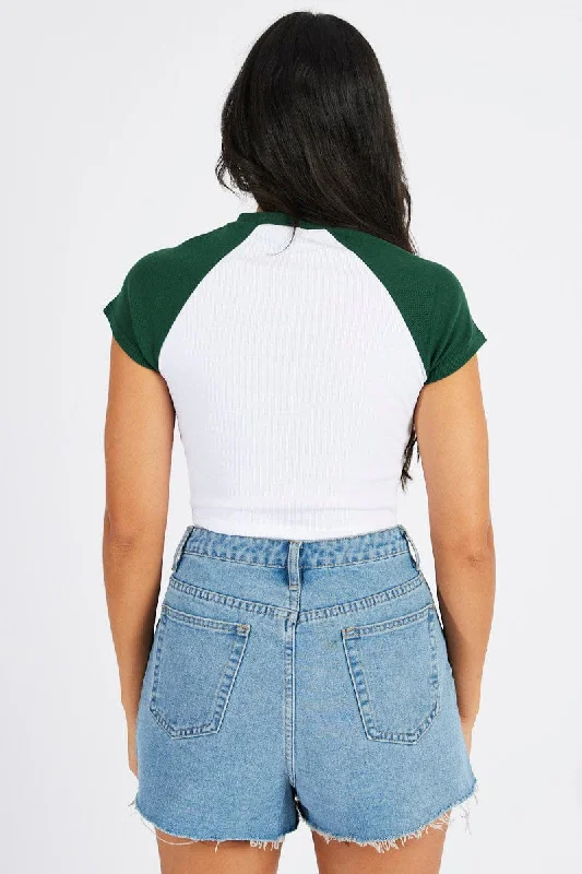 Green Graphic Tee Crop Short Sleeve