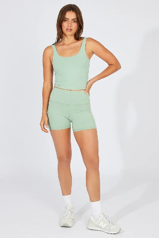 Green Tank Top Scoop Neck