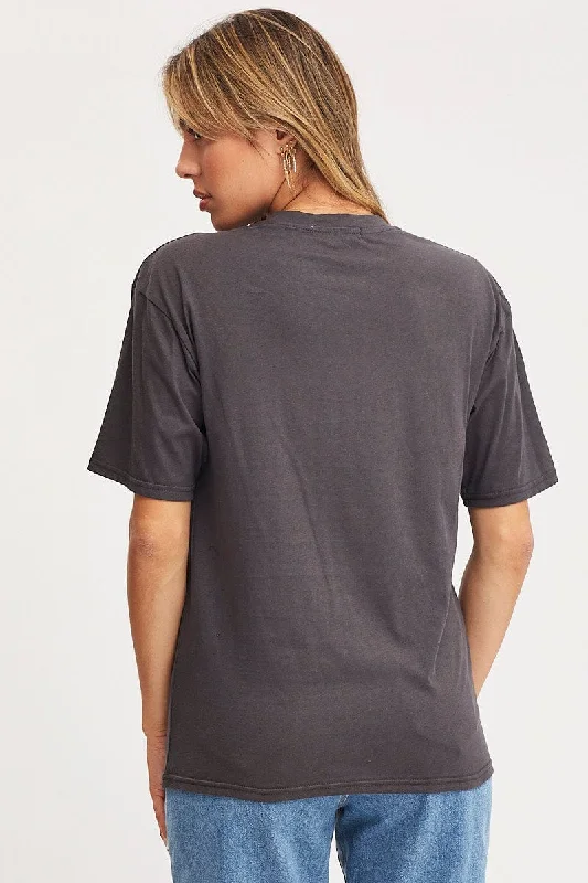 Grey Graphic T Shirt Short Sleeve