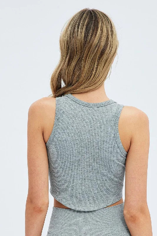 Grey Tank Top Sleeveless Seamless