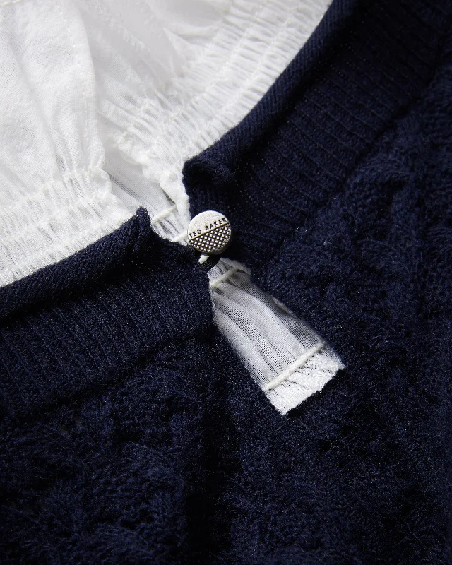 Holina Knit Sweater With Mock Shirt Dk-Blue