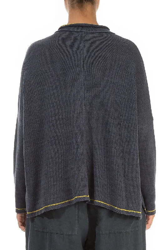 Honey Stripe Pocket Graphite Linen Jumper