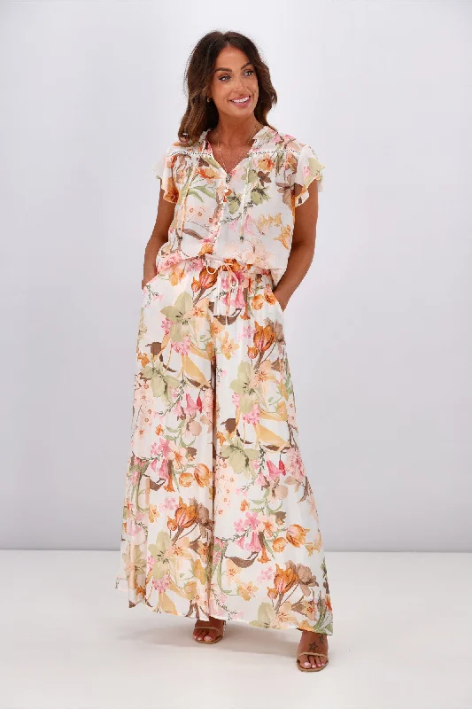 Iris Maxi Arissa Pants White Floral