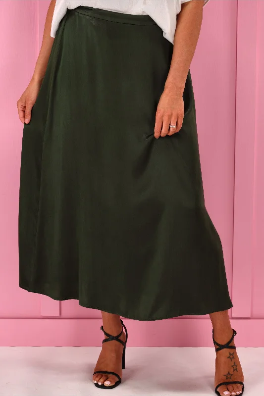 Jane James Angelica Sateen Skirt Olive