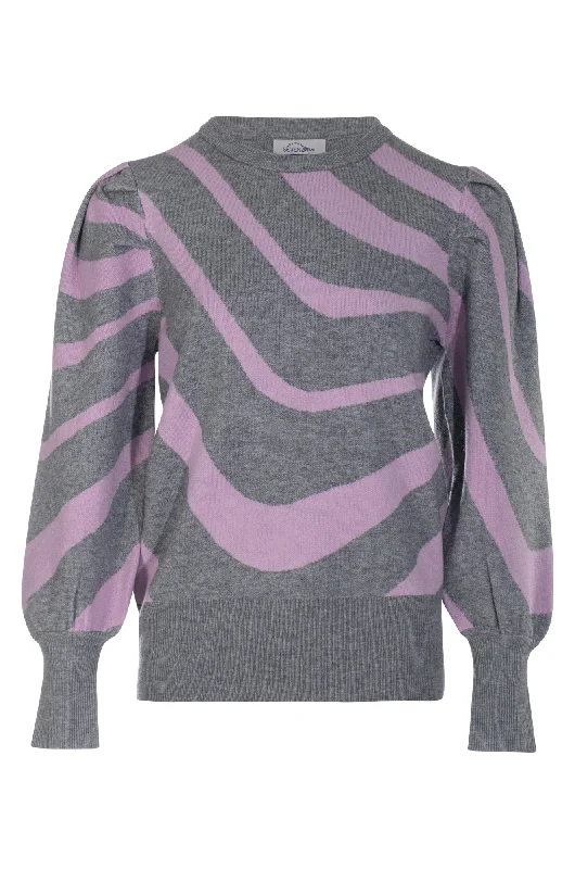 Puff sleeve Luxe Knit Jersey | Graphite Marle/Lilac | 7323ZZ