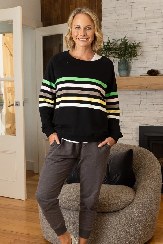 Jovie The Label Forever Sweater Black/ Multi Stripes