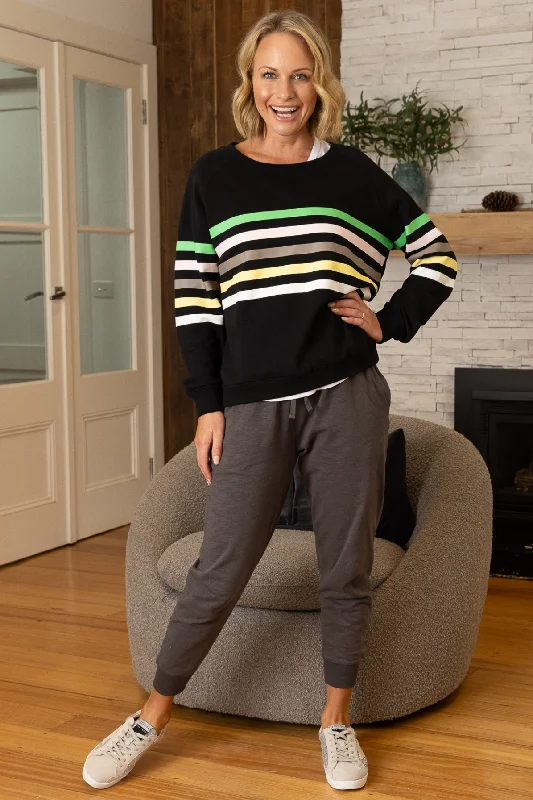 Jovie The Label Forever Sweater Black/ Multi Stripes