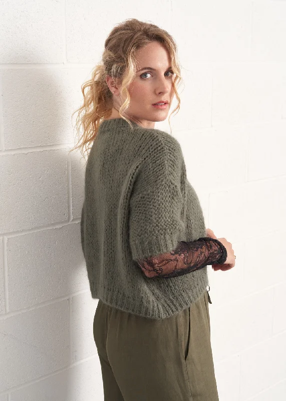 KITTY 1/2 SLEEVE SWEATER - KHAKI