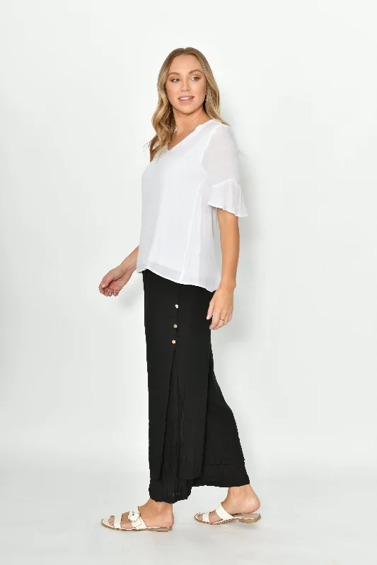 La Mode Side Button Layered Beach Pant Black