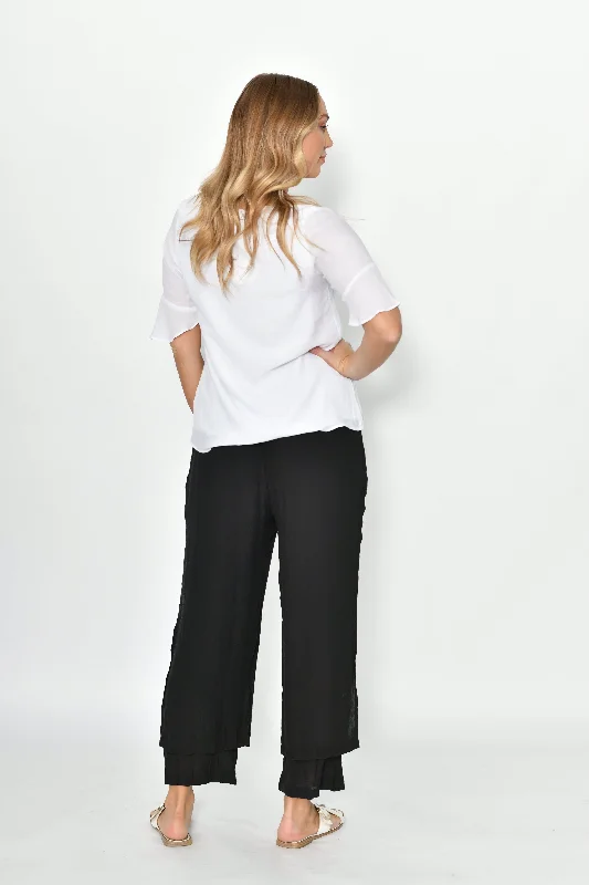 La Mode Side Button Layered Beach Pant Black