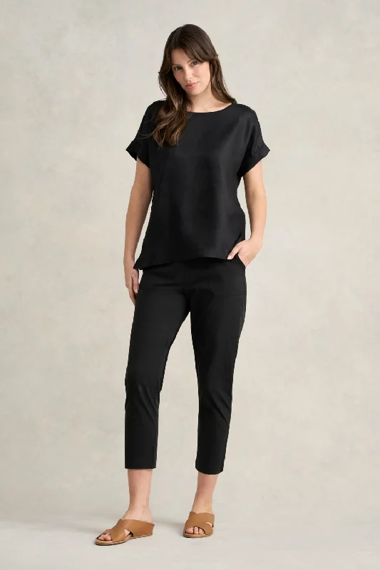 Linen Mix Top - Black