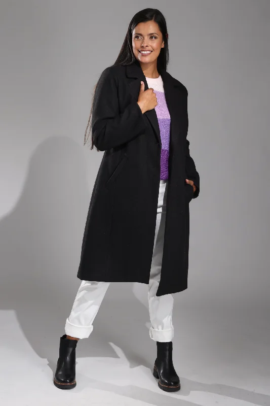 Fully lined Long Coat | Black | 8022ZZ