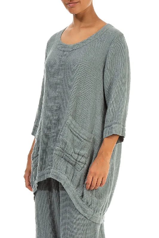 Longer Back Sage Textured Linen Tunic