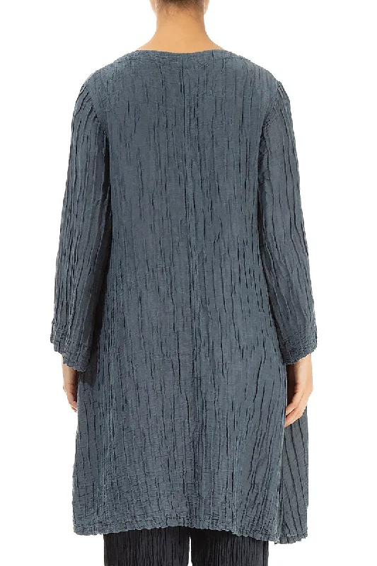 Loose Crinkled Graphite Silk Tunic