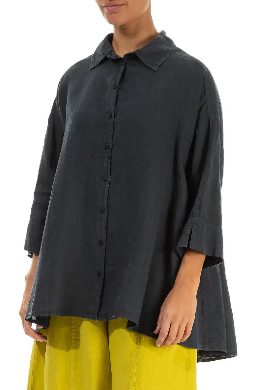 Loose Graphite Linen Shirt