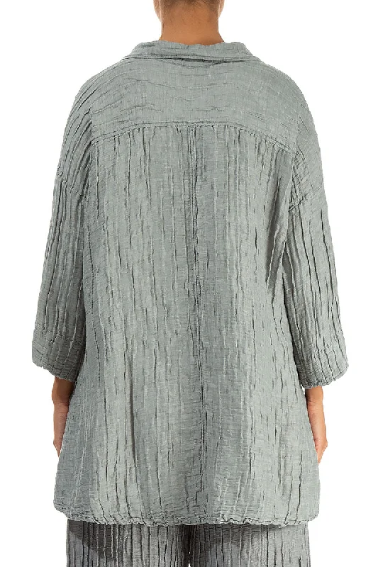 Loose Sage Silk Linen Shirt