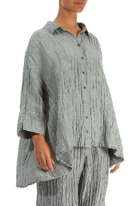 Loose Sage Silk Linen Shirt