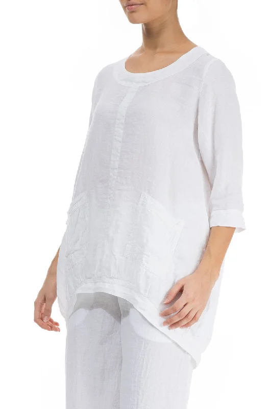 Longer Back White Linen Tunic