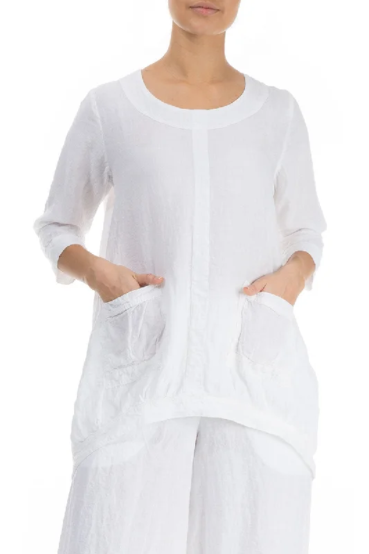 Longer Back White Linen Tunic