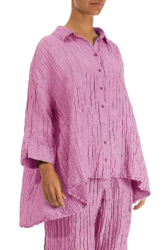 Loose Wild Berry Silk Linen Shirt