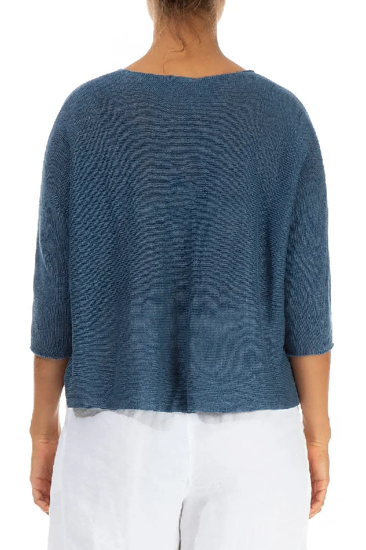 Minimalistic Blue Linen Jumper