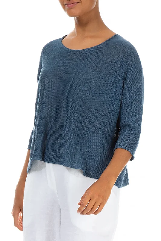 Minimalistic Blue Linen Jumper