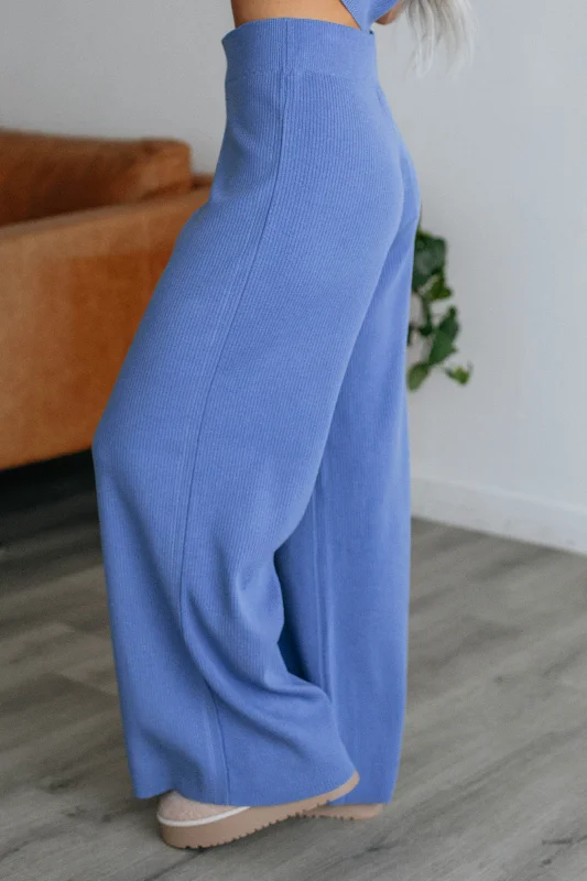 Moniz Ribbed Pants - Cornflower Blue