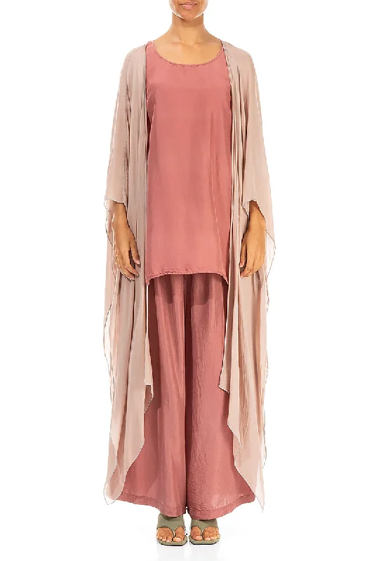 Open Asymmetric Light Peach Silk Jacket